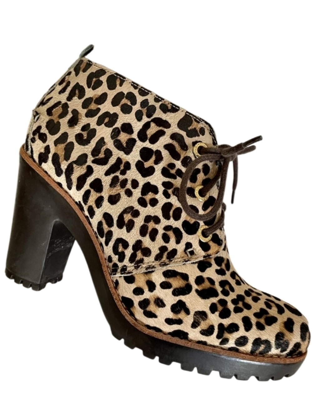 SPERRY Pony Hair Animal Leopard Print Ankle Boot Booties 6!